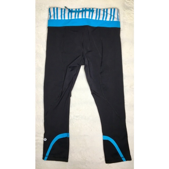 Lululemon Run: Inspire Crop II Black & Turquoise - Picture 4 of 7